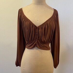 Chic Brown Y2K Women's Blouse
